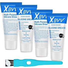 XBVV Silicone Grease Lubricant Food Grade for O-Rings Valve Pool Filter Plumber Faucet Slicon Lube Seal 4-Pack 1 oz Tubes with Brush