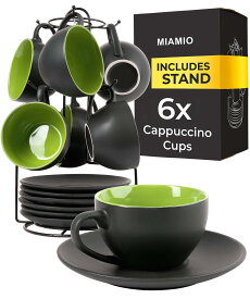 MIAMIO - 6 x 175 ml カップ カプチーノカップ＆ソーサー＆スタンド付き/カプチーノカップセット - ル・パピヨン コレクション