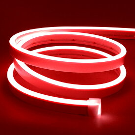 Lamomo White Led Strip Lights, 16.4ft/5m Neon Light Strip, 12V Flex Waterproof Neon Strip, Silicone LED Rope Light for Kitchen Bedroom Indoor Outdoor Decor（Power Adapter no Included (red)