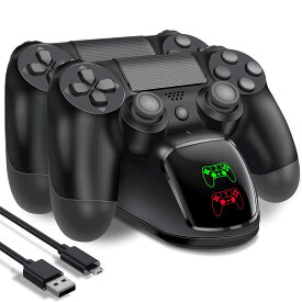 BEEONE PS4 コントローラー 充電器 PS4 充電 スタンド PS4 Pro/PS4 Slim 充電器 PS4 コントローラー 充電2台同時充電可能 充電 LED 指示ランプ付き