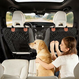 犬用カーシート 車用ペットバリア 後部座席ネット 飛び出し防止 犬 車 仕切り ポケット付 小中型犬 軽自動車 セダン