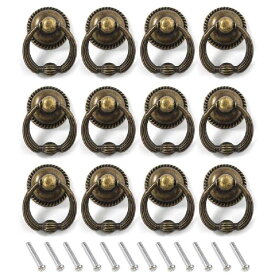 12 個 ヴィンテージ プルリング アンティーク プルハンドルノブ キッチンキャビネット 食器棚 ドレッサー ドア 引き出し シルバー ゴールド ブロンズ キャビネットリング 取手 ゴールド ヴ