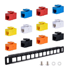 10インチ 0.5U 12ポートブランクキーストーンパッチパネル Cat6 RJ45キーストーンジャックインサート付き ネットワークキャビネット サーバーラック用