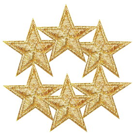 日本製 刺繍 ワッペン ミニ 星 スター ゴールド 6枚 セット アイロン接着