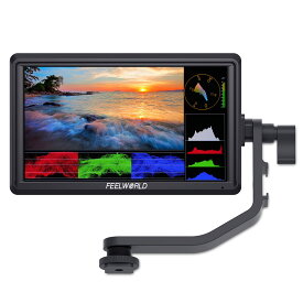 カメラ用液晶モニター 6インチIPS 超薄型 波形LUT付きビデオピーキングフォーカスアシスト小型フルHD1920x1152 IPS オンカメラ ビデオモニター 4K HDMI信号出力 DSLRカメラフィールドモニター 日本