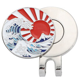 ゴルフマーカー ハットクリップ付き マグネット 富嶽三十六景 神奈川沖浪裏 ゴルフコンペ 景品 プレゼント