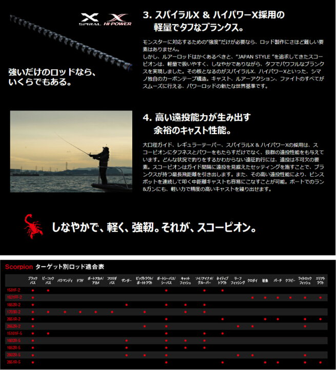 楽天市場】シマノ/SHIMANO スコーピオン 2652R-2 ワン&ハーフ2ピース 