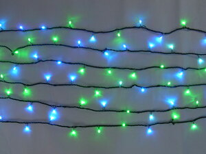 100球連結専用 黄緑・青【流れるようなイメージ】ミルキーウェイLEDイルミネーションライト(天の川)/ブラックコード/LED黄緑・青色