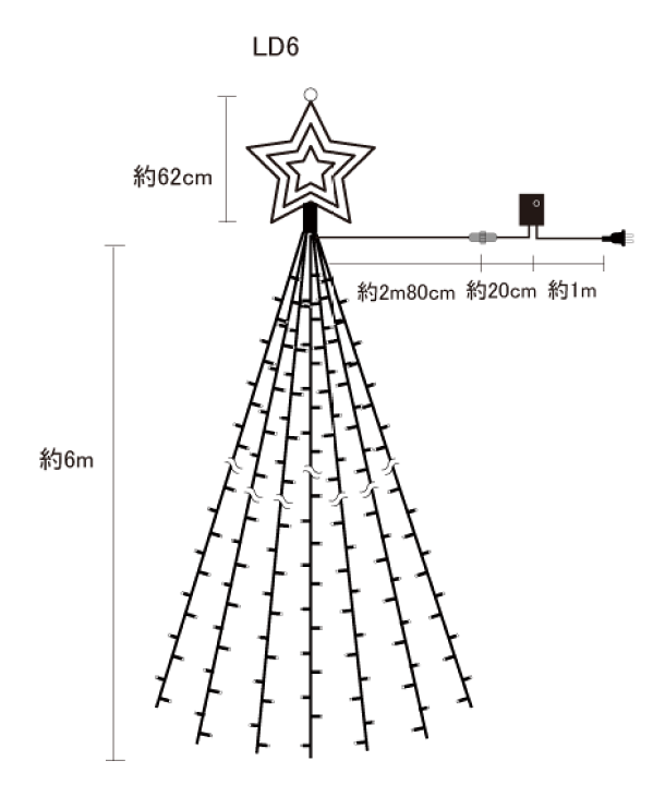 楽天市場】ドレープライト6mトップスター付 420球電球色LED