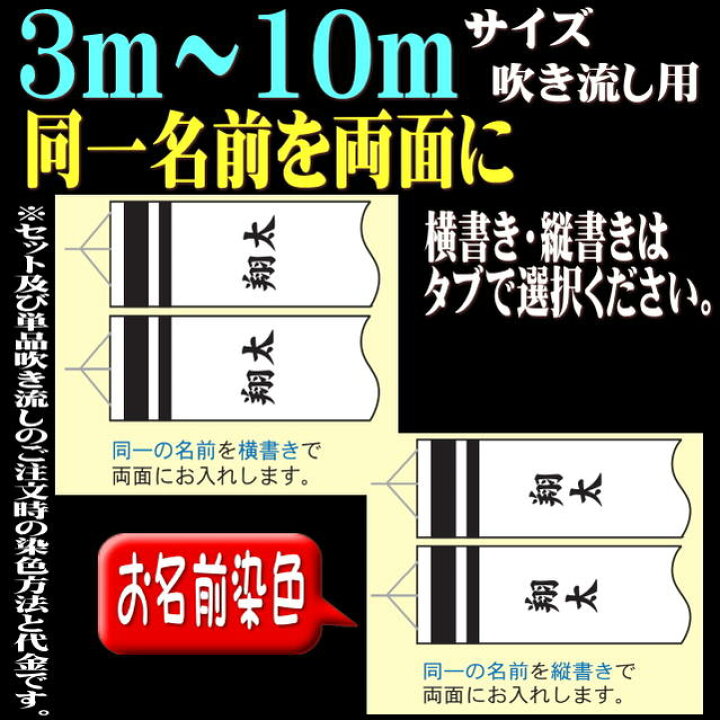 楽天市場】【2.5〜10m吹き流し用】【名前入れ】吹流お名前を両面に 