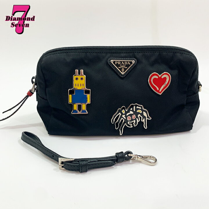 楽天市場】【中古】【美品】 PRADA プラダ ナイロン ポーチ メタル 