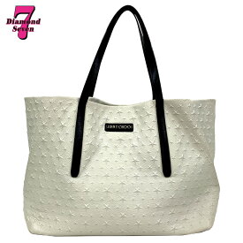 【中古】JIMMY CHOO ジミーチュウ ソフィア スターエンボストート 白 ホワイト 迷彩 カモフラ柄 星 大きい カバン トートバッグ 大容量 通勤 旅行 *k932*