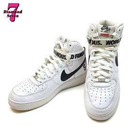 送料無料【中古】ナイキ × シュプリーム NIKE AIR FORCE 1 HIGH SUPREME SP スニーカー ホワイト 靴 メンズ シューズ 27.5cm レザー エアフォース1 ハイシュプリーム ファッション ロゴ ブランド 698696-100