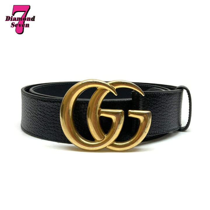 楽天市場 送料無料 中古 Gucci グッチ ダブルg バックル レザー ベルト Gg マーモント ロゴ メンズ レディース ファッション ブランド ブラック ゴールド カーフ 人気 95 38 4061 Djt 1000 ダイヤモンドセブン楽天市場店