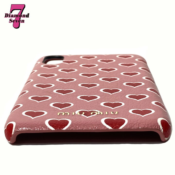 楽天市場 送料無料 中古 美品 Miu Miu ミュウミュウ マドラス Iphone Xs Max用カバー Iphoneケース スマホ スマフォ スマートフォンケース 携帯 ハート ピンク レッド 赤 Madrasレザー ロゴ ブランド オシャレ カワイイ ダイヤモンドセブン楽天市場店