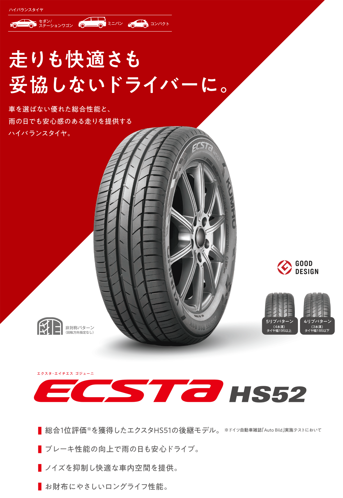 KUMHO ECSTA HS52 クムホ タイヤ エクスタ 【新品Tire】【個人宅配送OK】-