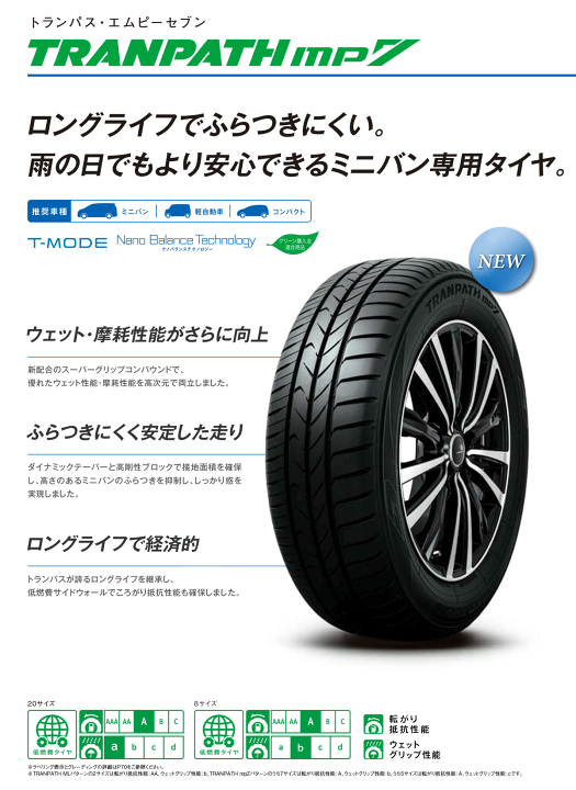 楽天市場】【タイヤ交換対象】サマータイヤ 195/60R16 89H 【195/60-16】 TOYO TIRES TRANPATH mp7 トーヨー  タイヤ トランパス エムピーセブン 【新品Tire】【個人宅配送OK】 : タイヤ専門店 yatoh矢東