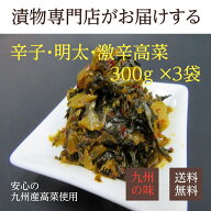 辛子高菜 選べる3袋(辛子/明太/激辛高菜) 900g(300g×3袋) からし高菜 激辛 漬物 福岡 博多 国産 九州産 …
