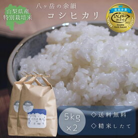 【令和7年産】八ヶ岳の余韻 特別栽培米 コシヒカリ 5kg×2　お米 白米 山梨県産 八ヶ岳 小淵沢 お米日本一コンテスト最高金賞受賞米 国産 美味しいお米 精米したて 減農薬 有機肥料使用 産地直送 送料無料