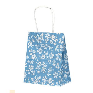 紙袋 手提げ ミニサイズ/ 【紙手提げ袋 T-2 カレン(ブルー)】使いやすい25枚入り 業務用 小さめ 200×120×250 カラフルなプリント ラッピングやギフトに!