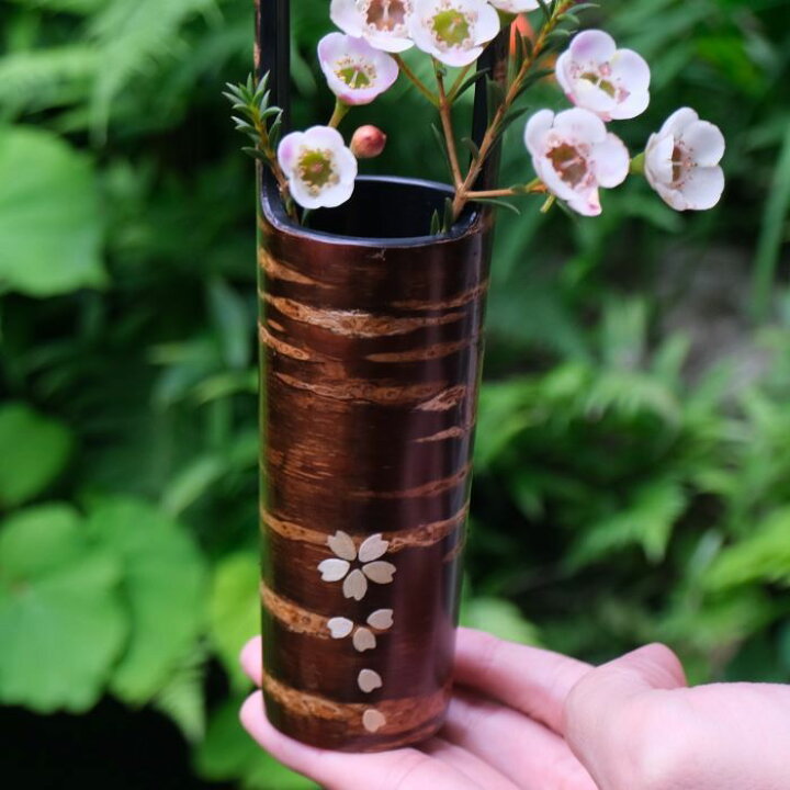楽天市場】【 手桶 一輪挿し 】樺細工 八柳 桜皮 日本製 伝統工芸山桜 