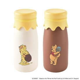 【スーパーSALE期間限定店舗内全品ポイント10倍】プーさん 牛乳瓶風ステンレスボトル タンブラー 水筒 マグボトル ランチグッズ ディズニー くまのプーさん ファニーフェイス イエロー 黄色 かわいい シンプル オフィス おしゃれ 新生活 キッチングッズ 遠足 ピクニック