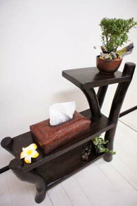 ★レビューで特典★観葉植物 棚 飾り棚 おしゃれ アジアン家具 バリ 木製 ♪ARチーク材ナチュラルラック3段タイプM(DB)♪ 収納ラック ディスプレイラック ウッドラック 花台 リゾート トライ