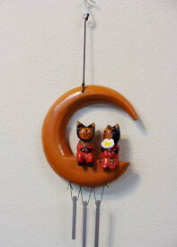★レビューで特典★壁飾り 壁面装飾 ウィンドチャイム ドアチャイム アジアンオブジェ アジアン雑貨 バリ ♪月乗りアニマル風鈴S(ネコ/カエル)♪ おしゃれ リゾート トライバル ホテルライク アジアンインテリア インテリア雑貨 デザイン雑貨 バリ風