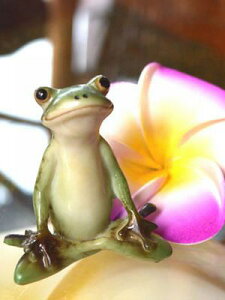 ★レビューで特典★置物 置き物 オブジェ オーナメント 飾り アニマル アジアン雑貨 バリ ♪あぐらカエル♪ おしゃれ リゾート トライバル ホテルライク アジアンインテリア インテリア雑