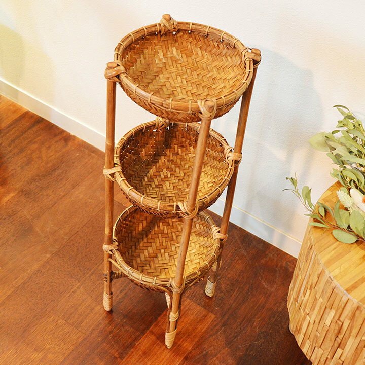 楽天市場】アジアン家具 木製 バリ ♪ロンボク島ラタンバスケット棚 