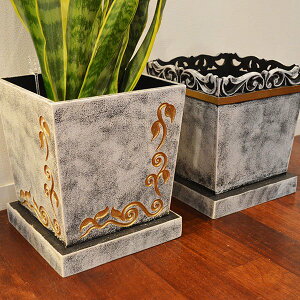 ★レビューで特典★アジアン バリ 雑貨 ♪バリ島の鉢カバーホワイトM(5〜7号中鉢用)♪ インテリア おしゃれ ナチュラル リゾート トライバル ホテルライク 観葉植物 鉢 プランター フラワ