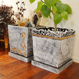 ★レビューで特典★アジアン バリ 雑貨 ♪バリ島の鉢カバーホワイトL(7〜10号大鉢用)♪ インテリア おしゃれ エスニック 観葉植物 鉢 プランター フラワーベース