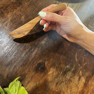 ★レビューで特典★アジアン バリ 雑貨 ♪無垢 チーク材 バターナイフ15cm♪ インテリア おしゃれ エスニック キッチン雑貨 カトラリー 食器