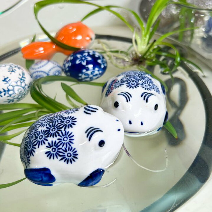 楽天市場】アジアン バリ 雑貨 ♪陶器の浮き玉（染付カエル  