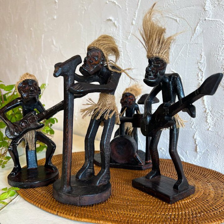 楽天市場】アジアン バリ 雑貨 ♪原人ROCKバンドSET♪ インテリア  