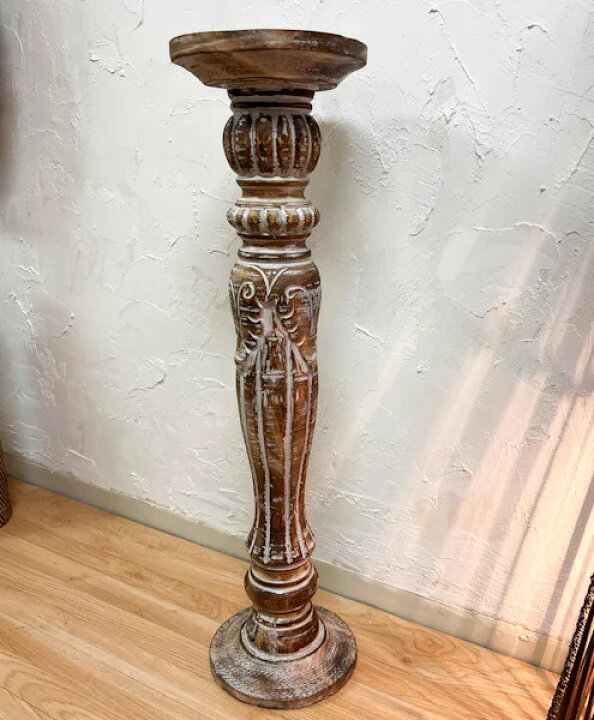 楽天市場】フラワースタンド 観葉植物置き ♪ホワイトウォッシュ彫刻  