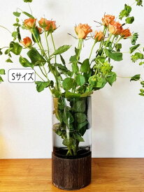 ログフラワーベース（Sサイズ）♪ 花瓶 花器 花入れ ガラス 木製 モダン シンプル インテリア おしゃれ アジアン ナチュラル カフェ リゾート