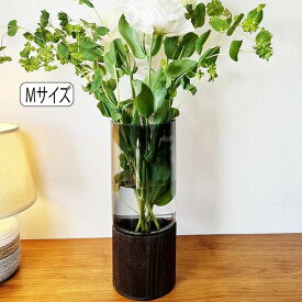 ログフラワーベース（Mサイズ）♪ 花瓶 花器 花入れ ガラス 木製 モダン シンプル インテリア おしゃれ アジアン ナチュラル カフェ リゾート