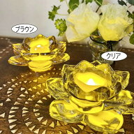 ロータスガラスキャンドルホルダー LEDキャンドル付き（2色）♪ 観葉植物入れ ガラス 灰皿 インテリア お…