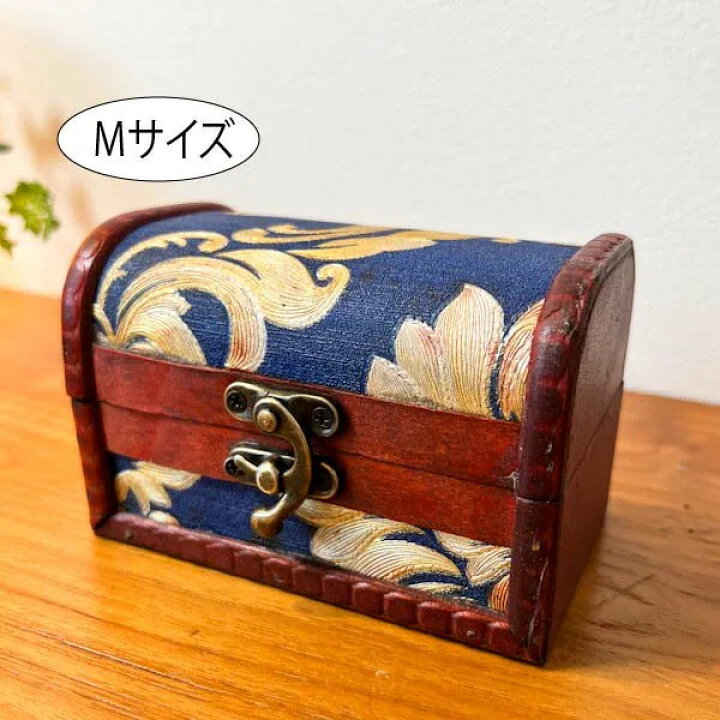 楽天市場】アンティーク調ウッドBOX（青花M）♪ 宝箱 収納雑貨 小物 