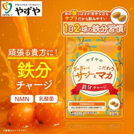 【やずや公式】鉄分 サジー サプリ 国産 マカ ぎゅぎゅっとサジーとこだわりマカ 鉄分チャージ　200mg球×62球入り