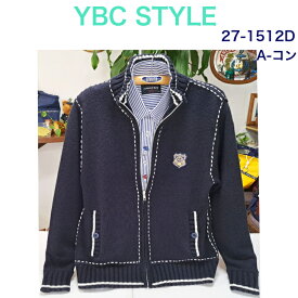 35th企画、日本製、 メンズ YBCエンブレム刺繍入りWP付ステッチ入りカーディガン （復刻盤盤）