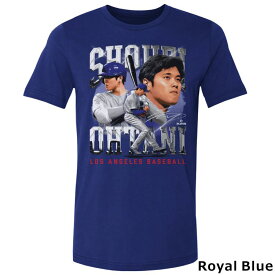 50/50 大谷翔平 Tシャツ ドジャース 公式 野球 MLB ロサンゼルス ロサンジェルス ドジャース LA Los Angeles Dodgers Shohei Ohtani 500LEVEL 青 ブルー コットン 半袖 丸首 大人 公式ライセンス商品 ユニセックス 男女兼用 一般 おしゃれ かっこいい ybc