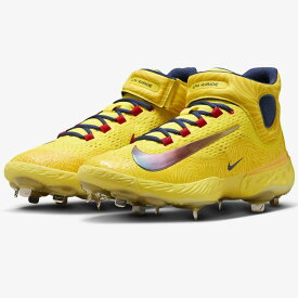 【ナイキ アクーニャJr モデル】 金具スパイク NIKE 野球 カラースパイク アクーニャジュニア Nike Alpha Huarache Elite 4 Mid "Ronald Acu?a Jr." 大人用 一般用 草野球 イエロー FZ3466-700 ybc