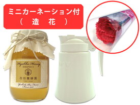 【母の日専用ギフト】【送料無料】国産百花はちみつ600g＆陶器製ハニーポットギフトセット(ミニカーネーションの造花付き) 【楽天】