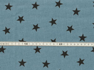 【送料無料】綿100% オックス生地 星柄 ブルー地x黒