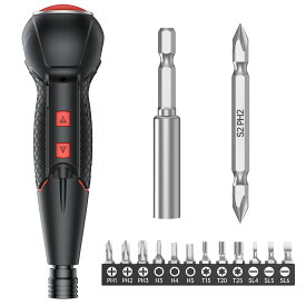 電動ドライバー 小型 強力 携帯 女性 初心者 手持ち USB充電式 Type-C ドライバー 人間工学設計 滑り止め 軽量 手動兼用 高輝度LEDライト 正逆転切り替え 初心者向け 操作簡単 家庭用 DIY用 合金製 ビット 14本付 強化版