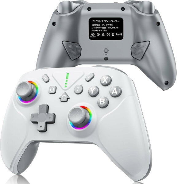 【2026革新モデル】 Switch2 コントローラー Switch1/2代対応 ダブルホール機能 TURBO連射機能 マクロ機能 背面ボタン付き 9色RGBライト 1000mAh大容量 Bluetooth スイッチ コントローラー ジャイロセンサー搭載 4階段HD振動 プロコン Switch全世代に対応