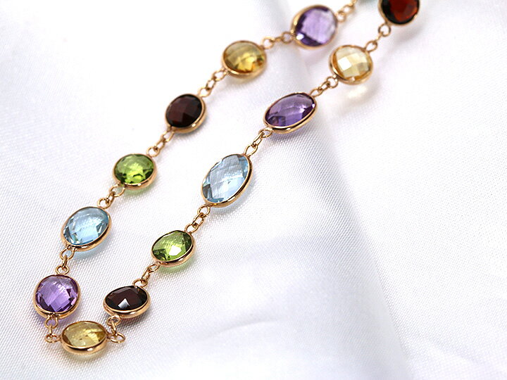 楽天市場】ブランドライク！マルチカラー・半貴石のロングネックレス  