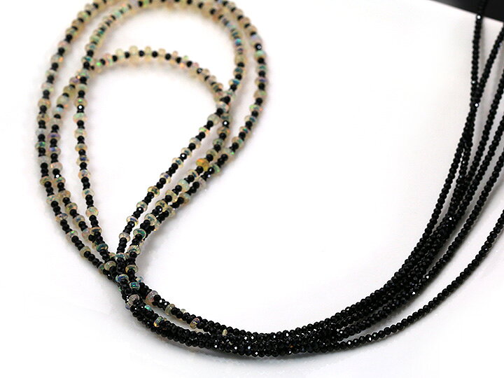 楽天市場】神秘的なオパール×ブラックスピネルの3連ロングネックレス  